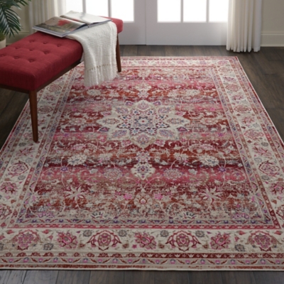 Nourison Nourison Vintage Kashan 4' x 6' Red Vintage Indoor Rug, Red, rollover