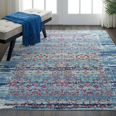 Nourison Nourison Vintage Kashan 4' x 6' Blue Vintage Indoor Rug, Blue, rollover