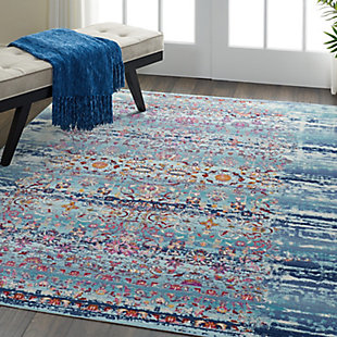 Bringing an antique flair to your home has never been easier, with the vintage kashan collection of persian-inspired traditional rugs. Featuring a range of bordered rugs with all-over or center star medallion designs, these elegant low-pile rugs draw inspiration from the finest kashan rug patterns, and are sure to bring a distressed elegance to your interior decor. This vintage kashan rug brings an instant aura of traditional style to any space. The deeply distressed low-cut pile features an almost-obscured persian border pattern, with ornate herati patterns adorning the deeply striated blue field.Power loomed | Serged edges | Low shedding | Rug pad recommended | Indoor only