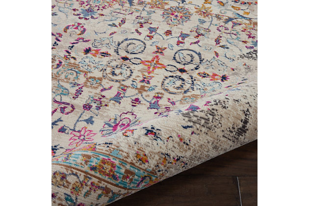 Bringing an antique flair to your home has never been easier, with the vintage kashan collection of persian-inspired traditional rugs. Featuring a range of bordered rugs with all-over or center star medallion designs, these elegant low-pile rugs draw inspiration from the finest kashan rug patterns, and are sure to bring a distressed elegance to your interior decor. This vintage kashan rug brings an instant aura of traditional style to any space. The deeply distressed low-cut pile features an almost-obscured persian border pattern, with ornate herati patterns adorning the deeply striated field of ivory and earth tones.Power loomed | Serged edges | Low shedding | Rug pad recommended | Indoor only