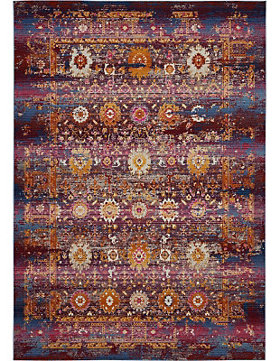 Nourison Vintage Kashan Burgundy Multicolor 5'x8' Boho Area Rug, Red/Multi, large