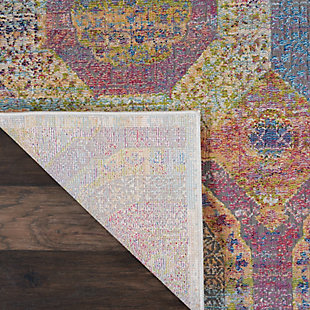With the look and feel of vintage antiques, the ankara global collection brings lavishly ornate persian and turkish rug designs together in a richly colorful assortment. Silky texture and sheen are emphasized by a subtle high-low carved pile, with intricate distressed patterns ranging from dense florals to traditional center medallions, sure to add a global aura to your home. This ankara global collection rug brings an instant vintage charm, with its repeat medallion style and abrash colors that bring to mind beautiful antique rugs from a moroccan market. The soft, silky pile and bright colors will bring instant global energy to any room in the home.Power loomed | Serged edges | Low shedding | Low-pile | Indoor only; rug pad recommended