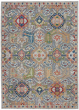 Nourison Ankara Global Gray Multicolor 4'x6' Persian Area Rug, Gray/Multi, large