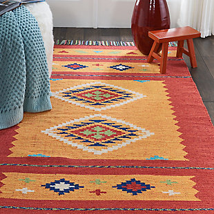 Nourison Baja Yellow And Red 4'x6' Southwestern Area Rug, Yellow/Red, rollover