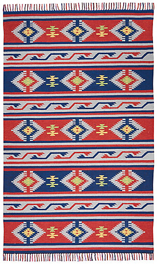 Nourison Baja Blue And Red 4'x6' Southwestern Area Rug, Blue/Red, large