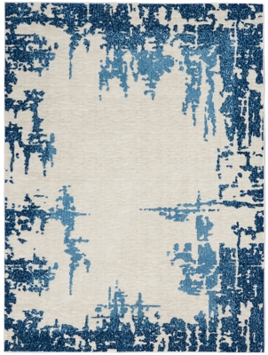 Nourison Etchings 5 3 X 7 3 Ivory Blue Abstract Area Rug Ashley Furniture Homestore