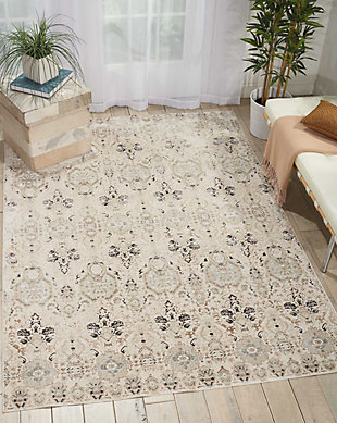 This timeless transitional collection features elegant designs infused with rich, saturated color to bring a laid-back luxury to any interior. Flawlessly fabricated for splendid tone and texture, and delicately distressed to evoke a beautiful vintage vibe, our ® home silver screen area rugs are certain to capture attention. The ® home silver screen collection lives in our americana style guide™ there's nothing like a charming floral design to add welcoming warmth to any interior. Expertly woven with signature attention to detail, this ® home silver screen area rug makes a standout statement of style and comfort. The ® home silver screen collection lives in our americana style guide™100% polyester | 100% polyester | Loom woven | Serged edges | Low shedding | Indoor only; rug pad recommended | Imported