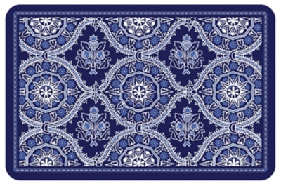 Home Accents Premium Comfort 1'10" x 2'7" Deep Floral Mat, Blue, large