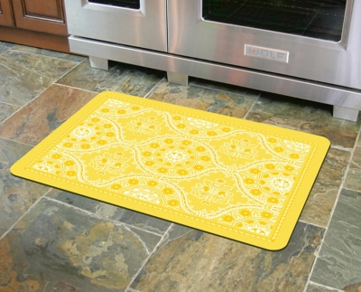 Home Accents Premium Comfort 1'10" x 2'7" Deep Floral Mat, Yellow, large