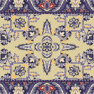 Get the look of updated traditional design with this mat. The floral-like pattern forms a kaleidoscope effect from the center out. The easy to clean nature will keep your home looking stylish for many days to come.Made of polyester | Sponge rubber/neoprene underside for support/slip resistance | Machine washable; line/air dry | Made in the u.s.a.