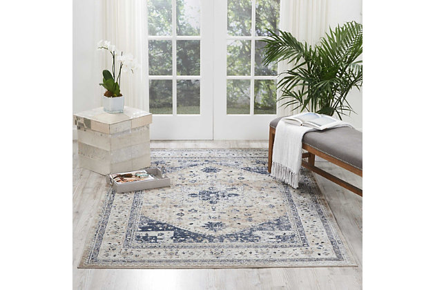 This magical and majestic collection features exotic old world patterns displayed in alluring ornamental color palettes to lend an intriguing air of mystery and exciting aspect of history to any interior. Flawlessly fabricated from specially created super silky and simple-to-care-for fibers and then beautifully washed to create the look and feel of a time-honored antique, these magnificent rugs will stir the senses and spark the imagination. Our ® malta collection of area rugs lives in our ivory coast style guide. With its striking central motif and spectacular geometric botanical designs in gilded shades of beige, gold, blue and ivory, this magnificent rug is completely captivating. Marvelously washed to simulate the look and feel of a priceless antique, our ® malta area rug is destined to be passed down to future generations and lives in our ivory coast style guide.90% polypropylene, 10% chenille | 90% polypropylene, 10% chenille | Power loomed | Handcrafted | Low shedding | Indoor only; rug pad recommended | Imported