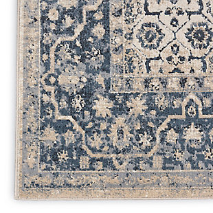 This magical and majestic collection features exotic old world patterns displayed in alluring ornamental color palettes to lend an intriguing air of mystery and exciting aspect of history to any interior. Flawlessly fabricated from specially created super silky and simple-to-care-for fibers and then beautifully washed to create the look and feel of a time-honored antique, these magnificent rugs will stir the senses and spark the imagination. Our ® malta collection of area rugs lives in our ivory coast style guide. Warm and welcoming this wonderful rug is carefully washed for a beautiful vintage effect, super soft texture and superb tone.  featuring a traditional gorgeous geometric design in splendid shades of indigo, ecru and sky blue, our ® malta area rug lives in our ivory coast style guide.90% polypropylene, 10% chenille | 90% polypropylene, 10% chenille | Power loomed | Handcrafted | Low shedding | Indoor only; rug pad recommended | Imported