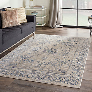 Nourison Home Malta Blue And Ivory 5'x8' Area Rug, Ivory/Blue, rollover