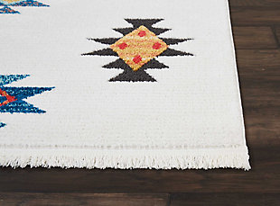 Native american textile designs bring tribal rug decor home with the exciting navajo collection of area rugs. The bright transitional hues in these colorful rugs imbue their vivid geometric designs with a sense of animation, and make a stunning color statement on white or colored grounds. Three powerful diamond medallions are centered in a field of smaller geometric motifs with a tribal feel. This navajo collection area rug makes an exciting focal point in the traditional or contemporary room.64% polypropylene, 36% polyester | Power loomed | Serged edges | Low shedding | Indoor only | Imported