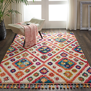 Nourison Nourison Nomad Nmd03 White Multicolor 5'x8' Colorful Area Rug, Ivory/Pink, rollover