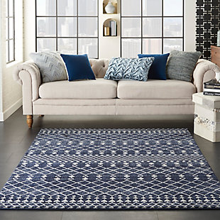 Nourison Nourison Palermo 3' X 5' Navy And Gray Distressed Bohemian Area Rug, Navy/Gray, rollover