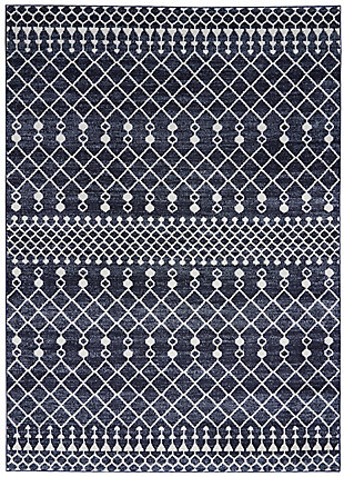 Nourison Nourison Palermo 3' X 5' Navy And Gray Distressed Bohemian Area Rug, Navy/Gray, large