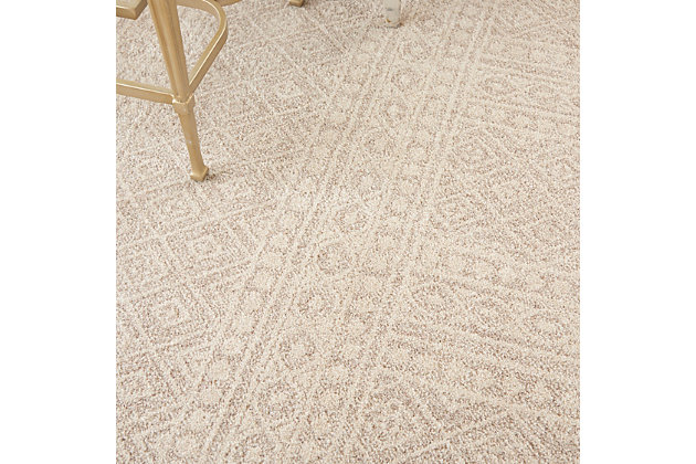 With soft, neutral palettes and mono-tonal colorways, the palermo rug collection brings simplicity and serenity to the modern lifestyle. These handsome rugs feature intricate geometric patterns based on moroccan tribal designs. They are presented here in easy-living polypropylene fibers, power loomed for durability and lasting beauty. As soft and supple as they are practical, palermo area rugs are ideal for a wide array of decorating styles, from traditional to contemporary bohemian.
 create a feeling of ultimate softness with the subtle beauty of this medium-pile palermo area rug. Its subdued beige colorway is gently faded for delightful vintage appeal. Its intricate tribal pattern adds a bohemian touch to any room.100% polypropylene | Power loomed | Soft pile - pile height  0.25 - 0.5 inch durable power - loomed construction | Low shedding | Soft, neutral palettes and mono-tonal colorways, the palermo rug collection brings simplicity and serenity to the modern lifestyle | Indoor only | Imported
