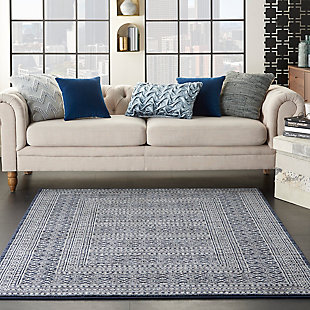Nourison Nourison Palermo 4' X 6' Navy And Gray Distressed Bohemian Area Rug, Navy/Gray, rollover