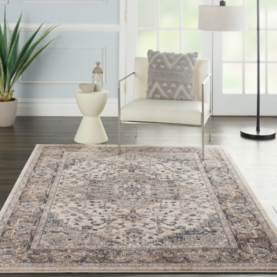Nourison Nourison Quarry 3'9" x 5'9" Ivory/Grey Farmhouse Indoor Rug, Ivory/Gray, rollover