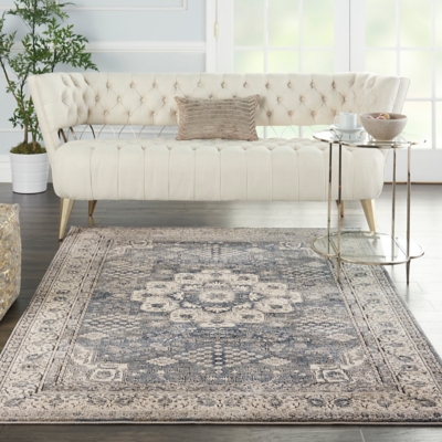 Nourison Nourison Quarry 4' X 6' Persian Area Rug, Gray/Ivory, rollover