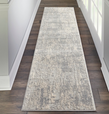 Nourison Nourison Rustic Textures Rus01 Ivory 8' Runner Textured Hallway Rug, Ivory/Silver, large