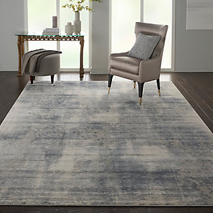 Nourison Nourison Rustic Textures Rus02 Slate Blue And Ivory 8'x11' Oversized Textured Rug, Blue/Ivory, rollover
