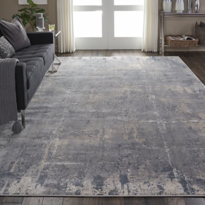 Nourison Nourison Rustic Textures Rus06 Gray And Beige 8'x11' Oversized Rug, Gray/Beige, large