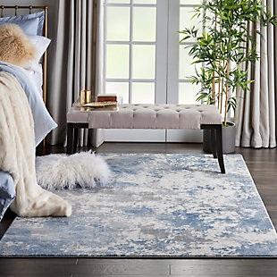 Nourison Nourison Rustic Textures Rus08 Blue And Gray 4'x6' Abstract Area Rug, Gray/Blue, rollover