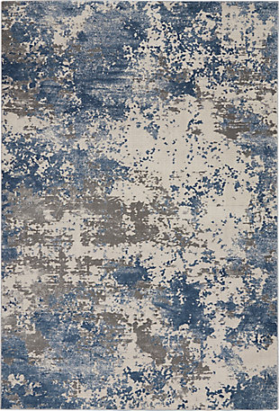 Nourison Nourison Rustic Textures Rus08 Blue And Gray 4'x6' Abstract Area Rug, Gray/Blue, large
