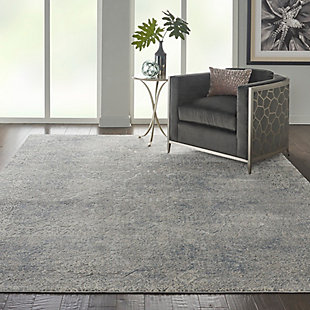 Nourison Nourison Rustic Textures Rus09 Ivory And Slate Blue 8'x11' Large Rug, Ivory/Light Blue, rollover