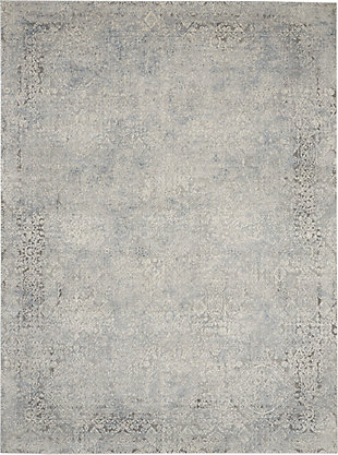 Nourison Nourison Rustic Textures Rus09 Ivory And Slate Blue 8'x11' Large Rug, Ivory/Light Blue, large