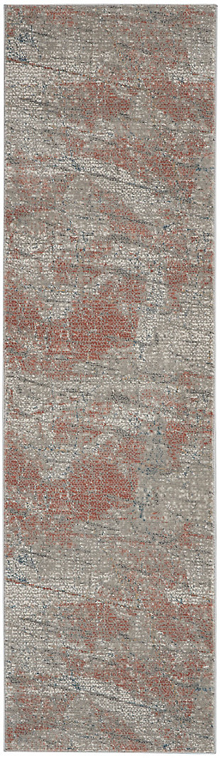 Nourison Nourison Rustic Textures 2'2" x 7'6" Light Grey/Rust Modern Indoor Rug, Light Gray/Rust, large