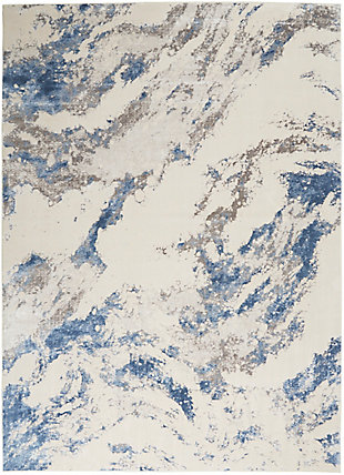 Nourison Silky Textures 8'x 11' Area Rug, Blue/Ivory/Gray, large