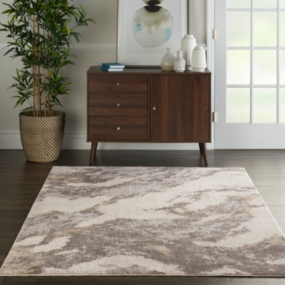 Nourison Silky Textures 5' X 7' Area Rug, Brown/Ivory, large