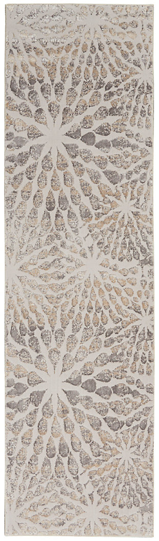 Nourison Nourison Silky Textures 2'2" x 7'6" Ivory/Beige Modern Indoor Rug, Ivory/Beige, large