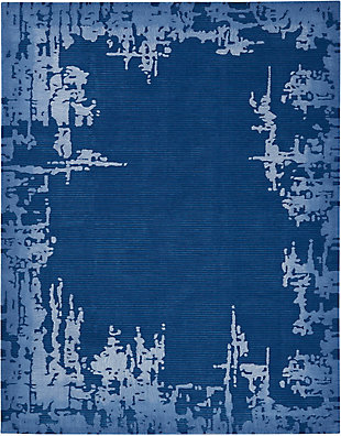 Nourison Symmetry Navy Blue 8'x10' Large Textured Rug, Navy Blue, large