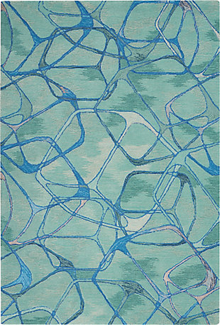 Nourison Symmetry Aqua 5'x8' Area Rug, Aqua Blue, large