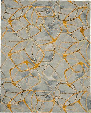 Nourison Nourison Symmetry 7'9" x 9'9" Grey/Yellow Modern Indoor Rug, Gray/Yellow, large