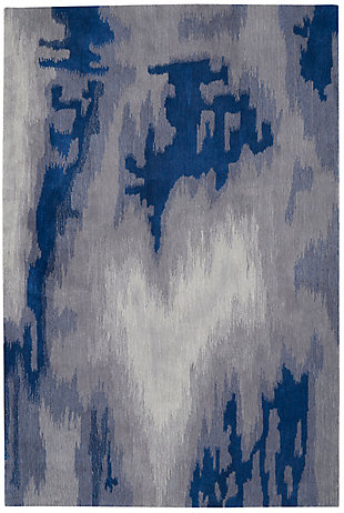 Nourison Nourison Symmetry 5'3" x 7'9" Grey/Blue Modern Indoor Rug, , large