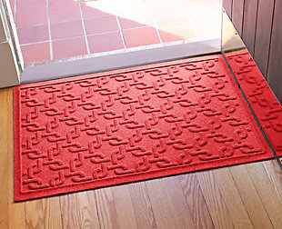 Function meets fashion with this geometric printed doormat. Aqua Shield and raised border design keep water and dirt away from your floors. Not only is it slip resistant, you’ll also never have to worry about mold, mildew or rot.100% polypropylene face is anti-static and resistant to the most extreme weather elements, including intense sunlight | Sbr rubber underside is certified slip-resistant by the national floor safety institute | Permanently molded design will not crush over time and will not mildew, mold, or rot | Exclusive 'water dam' raised border helps keep dirt and water in the mat, not on your floor | Aqua shield absorbs water and scrapes mud and dirt from shoes and paws to keep your entryway clean and dry | Absorbs one gallon of water per square yard | Suitable for indoor/outdoor use | Hose clean, then hang or lay flat to dry | Made in the u.s.a.