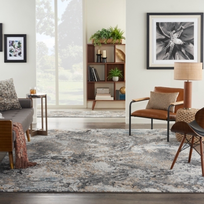Nourison Nourison Tangra 7'10" x 9'10" Grey/Multi Modern Indoor Rug, Gray/Multi, rollover