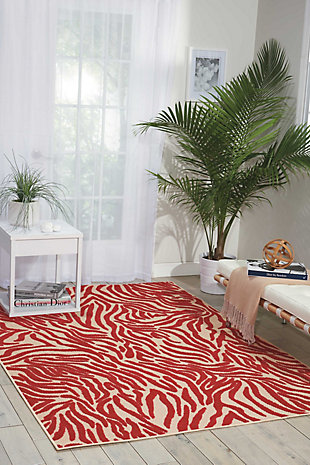 Nourison Aloha Red 5'x8' Indoor-Outdoor Area Rug, Red, rollover