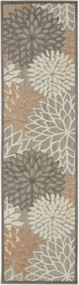 Nourison Nourison Aloha 2'3" x 10' Natural Tropical Indoor/Outdoor Rug, Cream, large