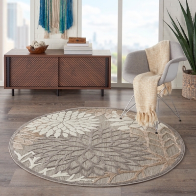 Ashely Ochre Round Center Piece Water Resistant Rug