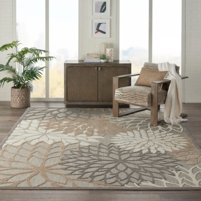 Aloha Outdoor 8'x11' Patio Area Rug, Natural