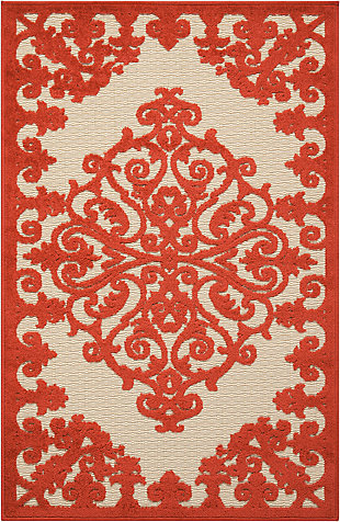 Nourison Aloha Red And White 3'x4' Indoor-outdoor Area Rug, Red, large
