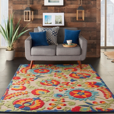 Nourison Nourison Aloha 3'6" x 5'6" Multicolor Farmhouse Indoor/Outdoor Rug, Multi, rollover