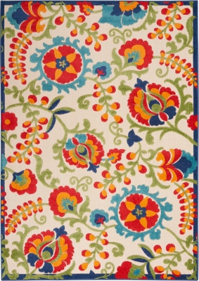 Nourison Nourison Aloha 3'6" x 5'6" Multicolor Farmhouse Indoor/Outdoor Rug, Multi, large