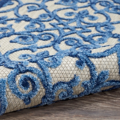 Aloha Outdoor 8'x11' Blue Patio Area Rug | Ashley